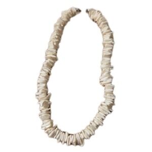 Vintage White Puka Shell‎ Choker/Necklace 14" Barrel Clasp